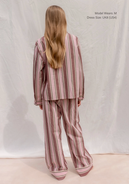Cotton Pyjamas - Rosa & Burgunder Stripe